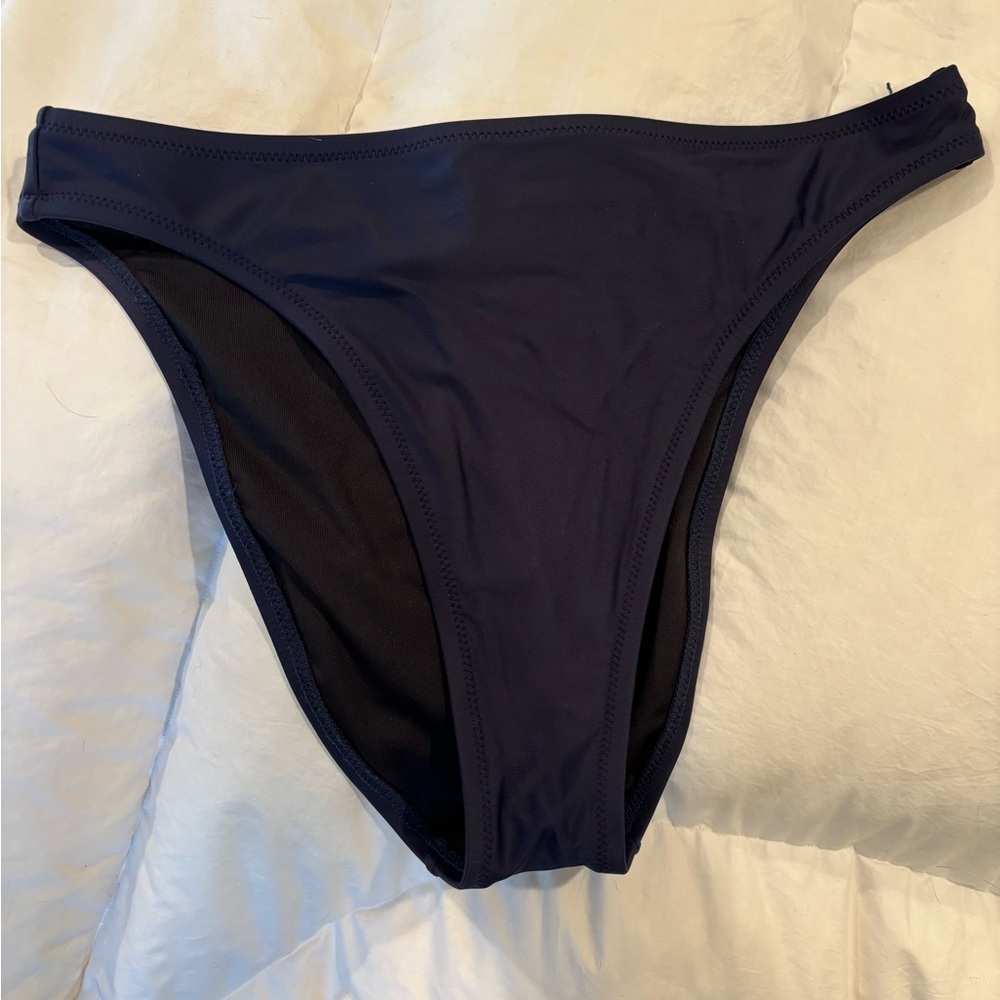J. Crew High Rise Cheeky Bikini Bottom Navy Blue Small